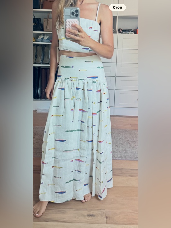STAUD Dresses & Skirts - STAUD White Maxi Skirt with Multicolor Fish Print